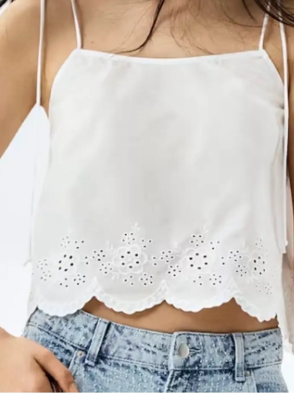 NWT H&M Embroidered Tie-Strap Top